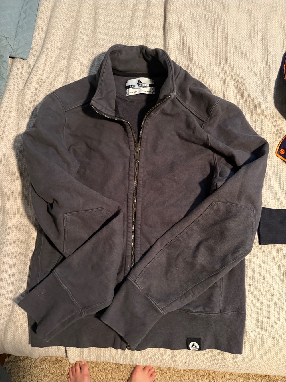 American Giant Womens Zip-Up Sweatshirt Jacket - Charcoal Gray